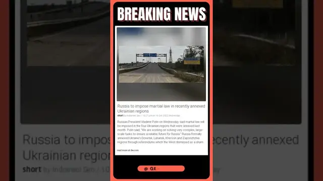 Video thumbnail for Russia to impose martial law in recently annexed Ukrainian regions: A sign of things to come?