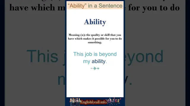 Video thumbnail for Ability Meaning | Ability in a Sentence | Most common words in English #Shorts