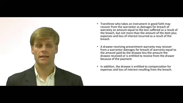 Video thumbnail for Liability of Warrantor of Negotiable Instrument for Damages