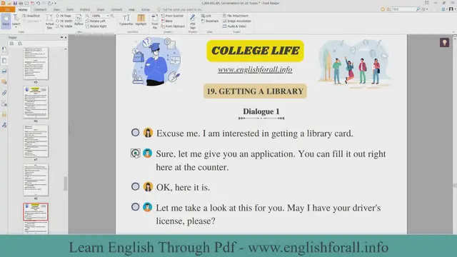 Video thumbnail for English Conversation About COLLEGE LIFE - GETTING A LIBRARY