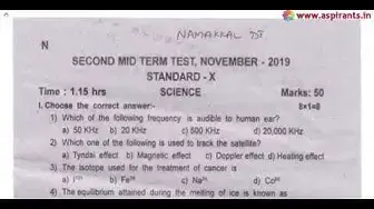 Video thumbnail for 10th Science 2nd MidTerm Question Paper 2019-20 | Namakkal District | English Medium