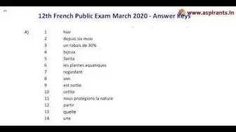 Video thumbnail for 12th French Public Exam March 2020 Tentative Answer Keys | Team Aspirants