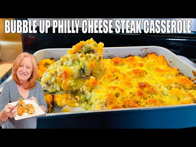 Video thumbnail for BUBBLE UP PHILLY CHEESE STEAK CASSEROLE A Ground Beef Dinner Recipe