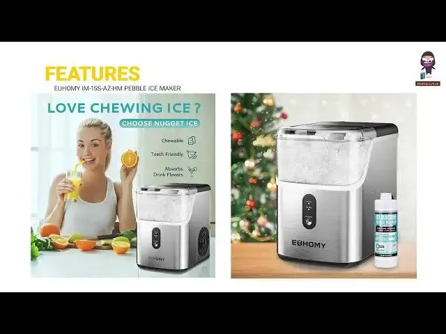 'Video thumbnail for EUHOMY IM 15S AZ HM Pebble Ice Maker Machine'