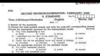 Video thumbnail for 10th English Second Revision Question Paper 2019-2020 | Krishnagiri District | Team Aspirants