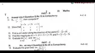 Video thumbnail for 11th Maths 2nd MidTerm Question Paper 2019-20 | Tirunelveli District | English Medium