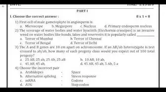 Video thumbnail for 12th Bio-Botany Half Yearly Model Question Paper 2019-20 | Namakkal District | English Medium