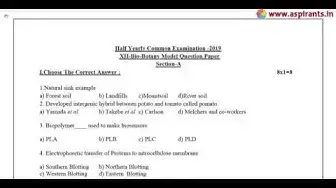 Video thumbnail for 12th Bio-Botany Half Yearly Model Question Paper 2019-20 | Tiruvannamalai District | English Medium
