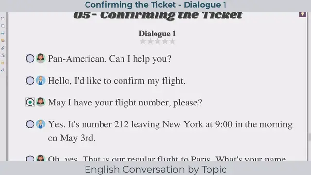 'Video thumbnail for English Conversation by Topic - Confirming the Ticket'