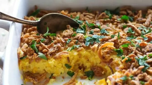 Video thumbnail for Creamy Corn Pudding with Crispy Onions and Herbs recipe