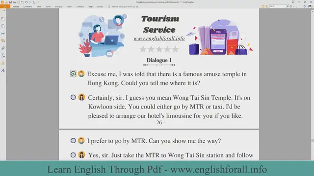 Video thumbnail for English Conversations in Hotels and Restaurants - Tourism Service