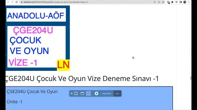 Video thumbnail for ÇGE204U Çocuk Ve Oyun Vize Deneme Sınavı 1