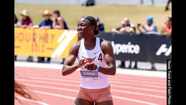 Video thumbnail for Julien Alfred of Texas 21 91 St. Lucian NR and World-Leading Time