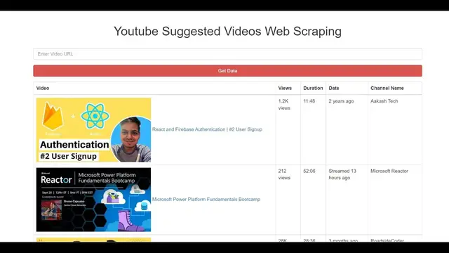 Video thumbnail for Node.js Express Puppeteer Project to Web Scrape Youtube Suggested Videos & Comments in Table