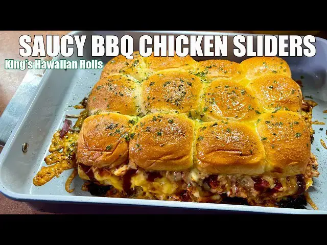 Video thumbnail for Most Delicious SAUCY BBQ CHICKEN SLIDERS Using Kings Hawaiian Rolls