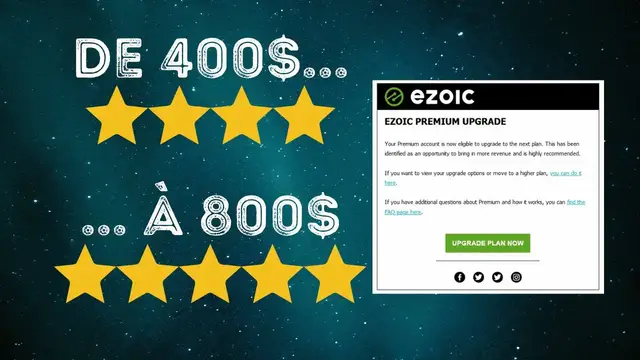 Video thumbnail for Nous Sommes Passés d'Ezoic Premium 4 à 5 étoiles ! +300$ / Mois!