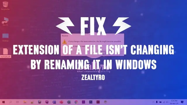 'Video thumbnail for How To Change The Extension Of A File In Windows | FIX: File extension isn't changing by renaming'