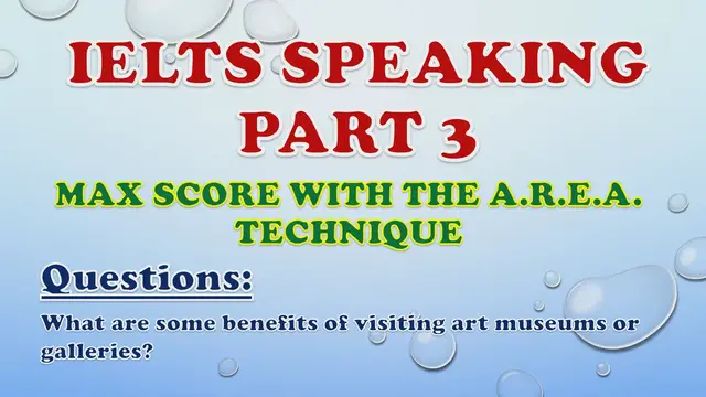 Video thumbnail for What are some benefits of visiting art museums or galleries? - IELTS Speaking Part 3