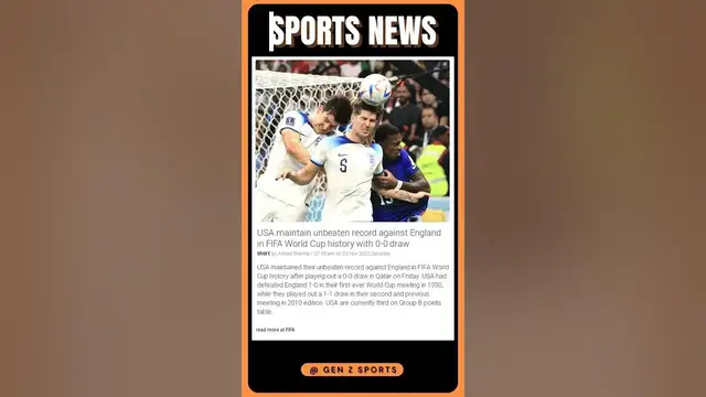 Video thumbnail for Unbeaten USA Maintains Record Against England with 0-0 Draw | #shorts #sports