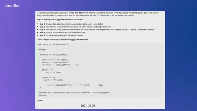 Video thumbnail for JavaScript date in yyyy-MM-dd format