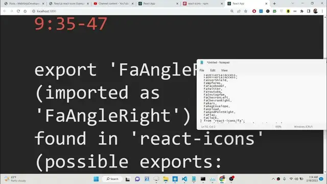 Video thumbnail for React.js react-icons Example to Change Size and Color in Browser Using Javascript
