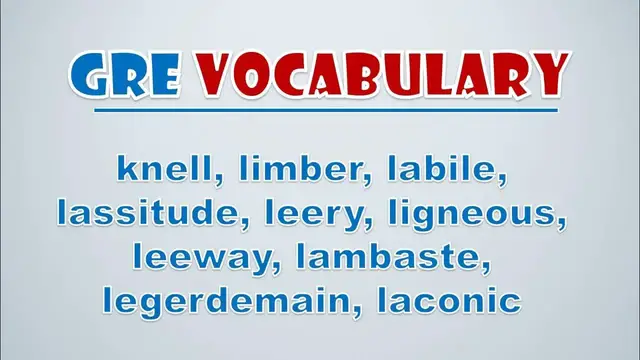 Video thumbnail for GRE Vocabulary: Knell, Limber, Labile, Lassitude, Leery, Ligneous, Leeway, Lambaste, Legerdemain