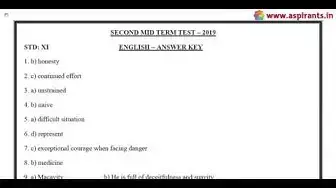 Video thumbnail for 11th English 2nd MidTerm Answer Keys 2019-20 | Ramanathapuram District | Team Aspirants