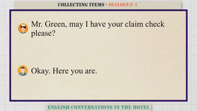 Video thumbnail for Collecting Items - English Conversations in the Hotel
