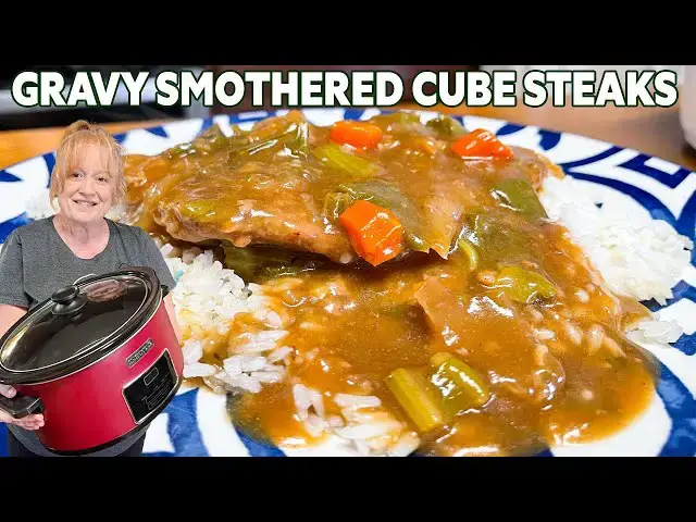 Video thumbnail for GRAVY SMOTHERED CUBE STEAKS IN SLOW COOKER