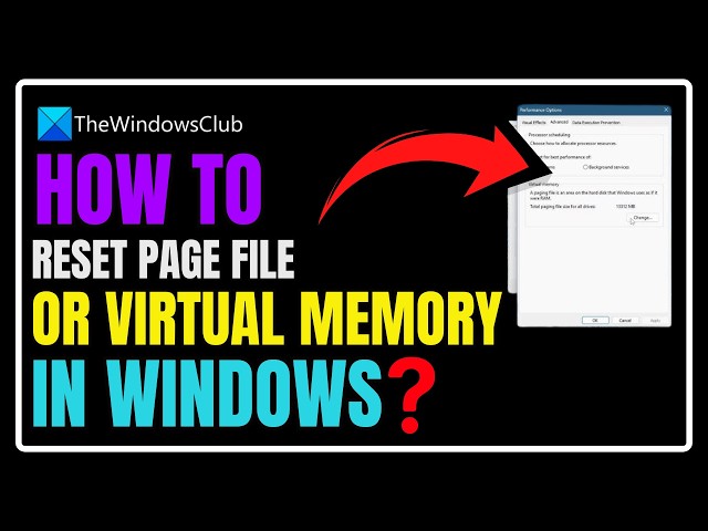Video thumbnail for How to reset Page File or Virtual Memory in Windows 11
