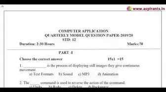 Video thumbnail for 12th Computer Applications Quarterly Exam 2019-20 Model Question Paper-1 | English Medium