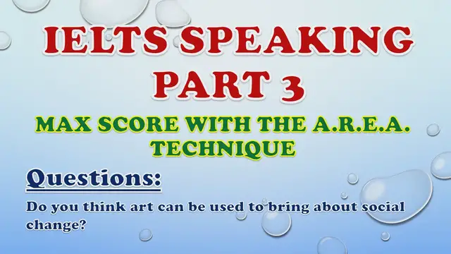 Video thumbnail for Do you think art can be used to bring about social change? - IELTS Speaking Part 3