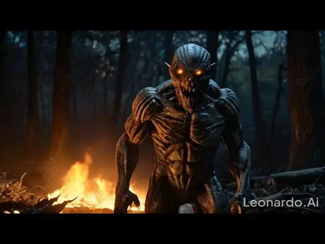 Video thumbnail for Pumpkinhead creature in the woods