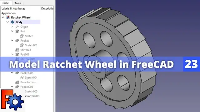 'Video thumbnail for How to Model Ratchet Wheel in FreeCAD | FreeCAD Part | FreeCAD Tutorial | Mechnexus |'