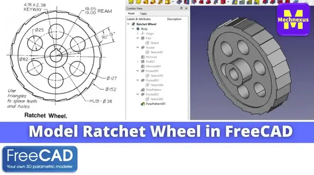 'Video thumbnail for Model Ratchet Wheel in FreeCAD : (Gallery Serial No.5) | FreeCAD | Mechnexus |'