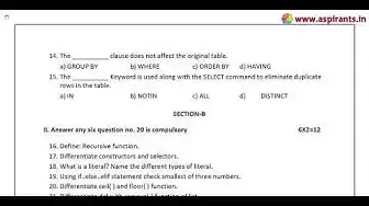 Video thumbnail for 12th Computer Science Quarterly Exam Model Question Paper 2019-20 | Pudukkottai  District | EM