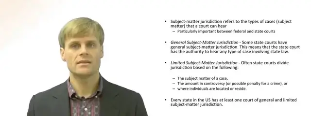 Video thumbnail for Subject - Matter Jurisdiction in Courts