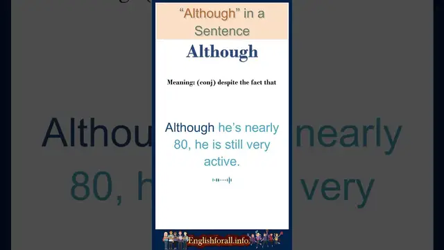 Video thumbnail for Although Meaning | Although in a Sentence | Most common words in English #shorts