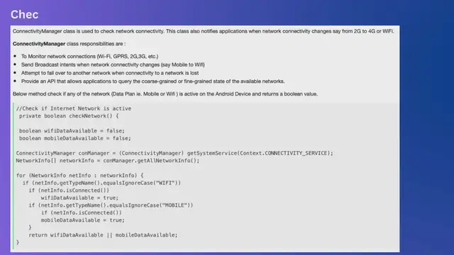 Video thumbnail for Check Internet Connection WIFI 4G is active on Android Programmatically