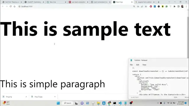 Video thumbnail for React use-react-screenshot Example to Take Screenshot of HTML With CSS and Download it as Image