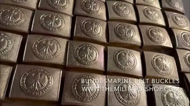 Video thumbnail for Large Batch of Bundesmarine German Navy Belt Buckles in Stock - www.themilitariashop.com