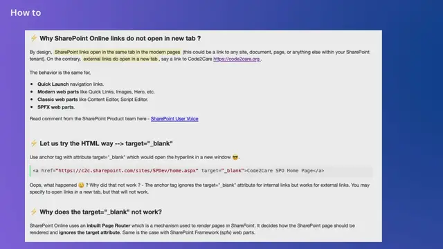 Video thumbnail for How to open SharePoint Online Modern SPFX links in new tab