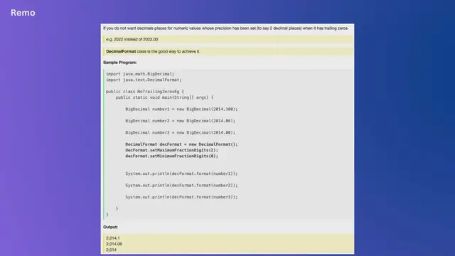 Video thumbnail for Remove Trailing zeros BigDecimal Java