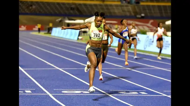 Video thumbnail for Shericka Jackson eased to 11 05 secs in the 100m at Velocity Fest 13