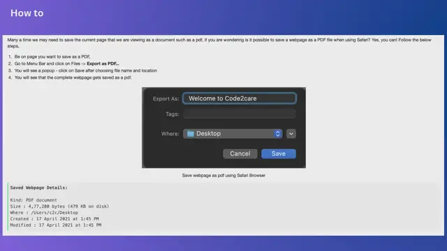 Video thumbnail for How to save webpage as pdf using macOS Safari