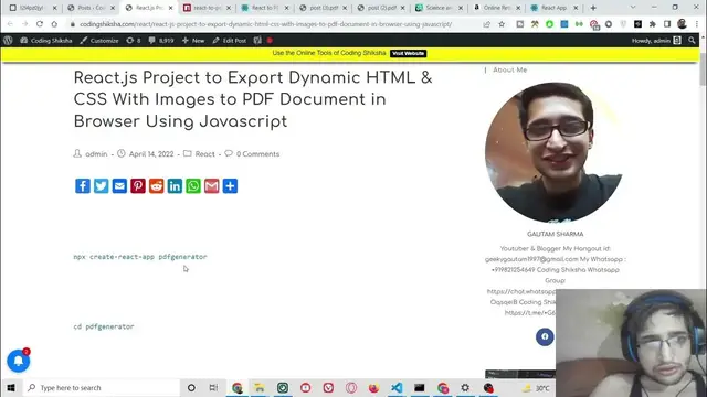 Video thumbnail for React.js Project to Export Dynamic HTML & CSS With Images to PDF Document in Javascript