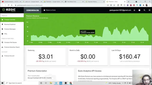 Video thumbnail for I Earned $947 Dollars From Youtube Channel Adsense and Website Ezoic Ads in July 2021 Full Proof