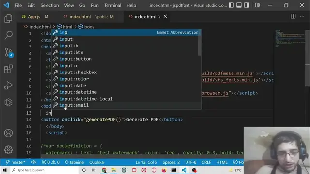 Video thumbnail for PDFMake.js Example to Add Colorful Text Watermark at Different Font Size or Angles to PDF Doc in JS