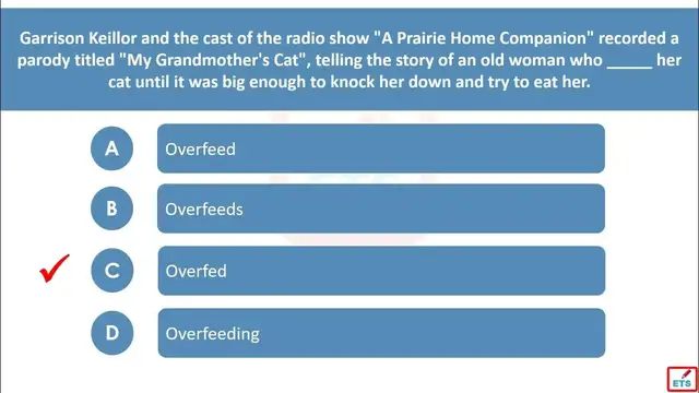 Video thumbnail for English Verb Tenses: Overfeed, Overfeeds, Overfed, Overfeeding Quiz