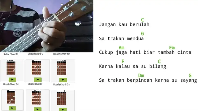 'Video thumbnail for Karna Su Sayang - Near Ft Dian Sorowea Versi Karaoke Ukulele Untuk Cover'